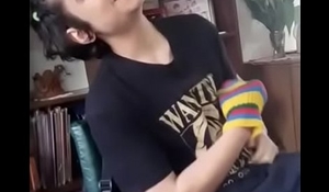 sexy school boy touching his nipples while playing guitar