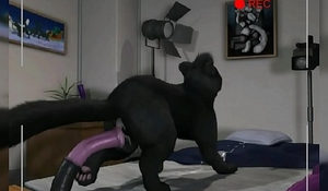 Gay furry play with Horsedick toy