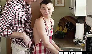 Tiny gayboy Austin impaled apart from huge weasel words dad Legrand in kitchen-FUNSIZEBOYS xxx video 