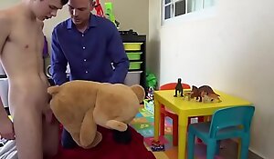 Dad gets son a teddy bear as fuck toy