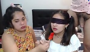 Virgin stepdaughter has a threesome with her stepmother, she sucks her stepfather's cock and swallows his semen thinking it's an ice cream popsicle