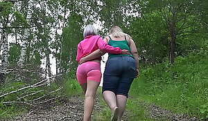 Fisting for hairy pussy lesbians with big asses have fun outdoors fetish