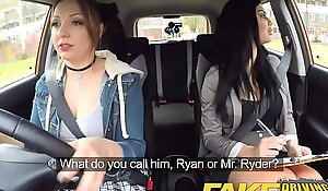 Fake driving school daddys girl fails her test with strict busty mature examiner